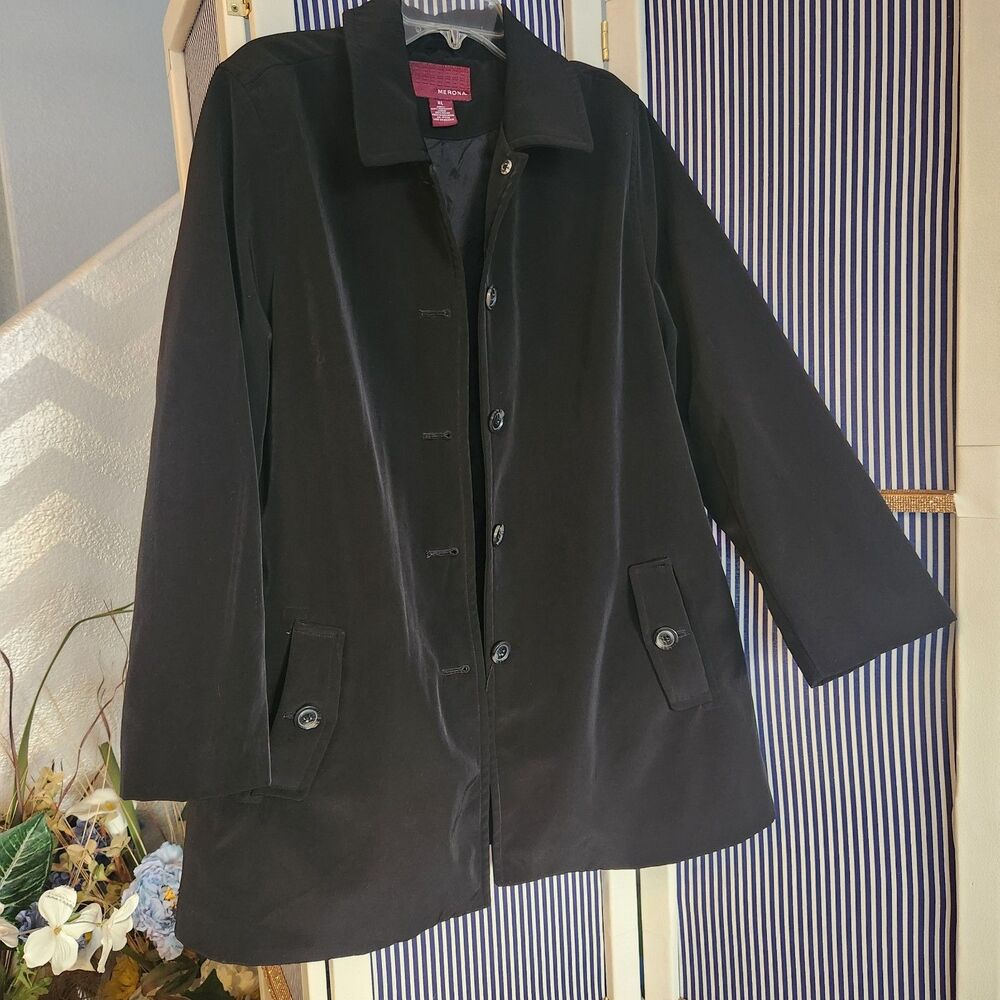 Merona black button-front trench jacket Size XL